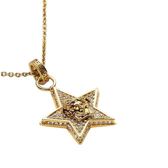 NIB Versace Star Galaxy Gold Medusa Crystal Pendant Necklace $595 - Picture 1 of 16